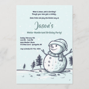 Schneemann Winterparty-Einladung Einladung