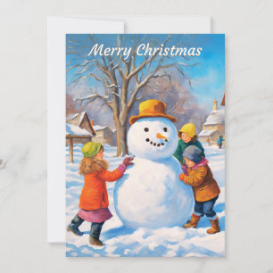 Schneemann-Winterszene Frohe Weihnachten