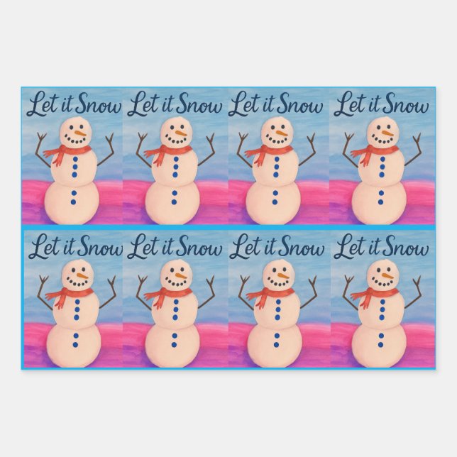 Schneemann-Wunderland  Geschenkpapier Set (Vorderseite)