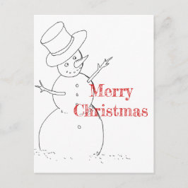 Schneemann zeichne Weihnachts-Postkarte Feiertagspostkarte