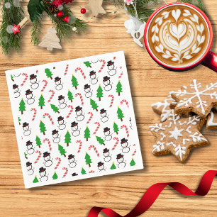 Schneemann-Zuckerstangen-Weihnachtsbaum-Freude W Serviette
