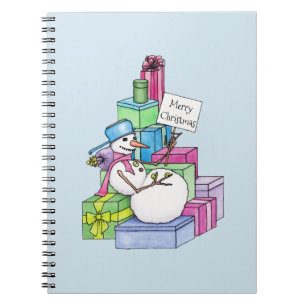 Schneemännchen auf Geschenken Notizblock