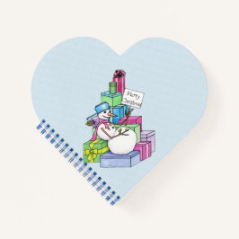 Schneemännchen auf Geschenken Notizbuch