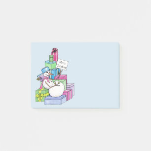 Schneemännchen auf Geschenken Post-it Klebezettel