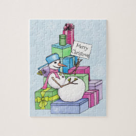 Schneemännchen auf Geschenken Puzzle