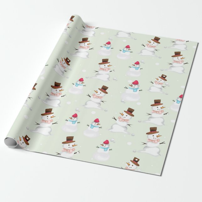 Schneemänner am Wintertag Geschenkpapier (Ungerollt)