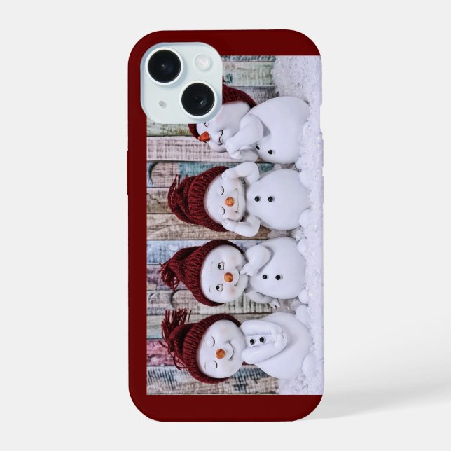 Schneemänner Apple iPhone 15 Hülle (Rückseite)