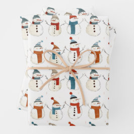 Schneemänner aus Whimsikfisch-Cartoon Geschenkpapier Set
