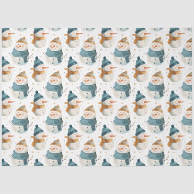 Schneemänner aus Whimsikfisch-Cartoon Seidenpapier (Vorderseite)