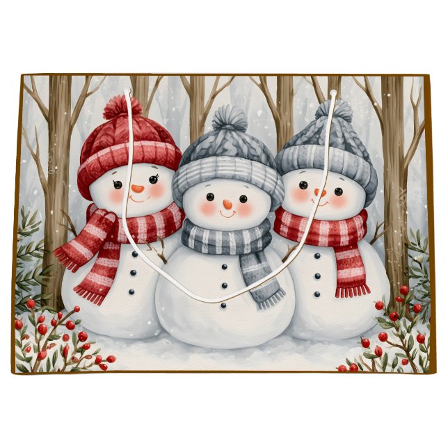 Schneemänner Große Geschenktüte (Vorderseite)