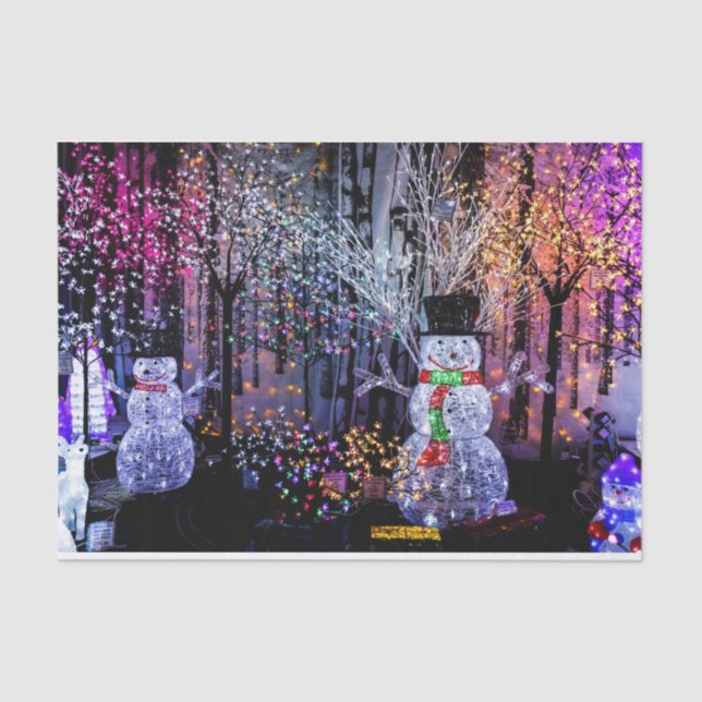 Schneemänner in einem Weihnachts-Lichtwunder Seidenpapier (Vorderseite)