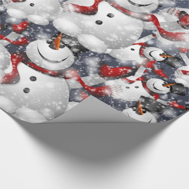 Schneemänner mit Schnee Geschenkpapier (Ecke)