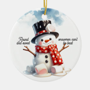 Schneemänner rund und süß  keramik ornament
