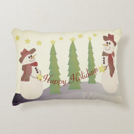 Schneemänner und Bäume Dekokissen