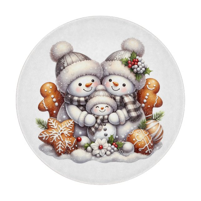 Schneemänner und Lebkuchen Schneidebrett (Vorderseite)