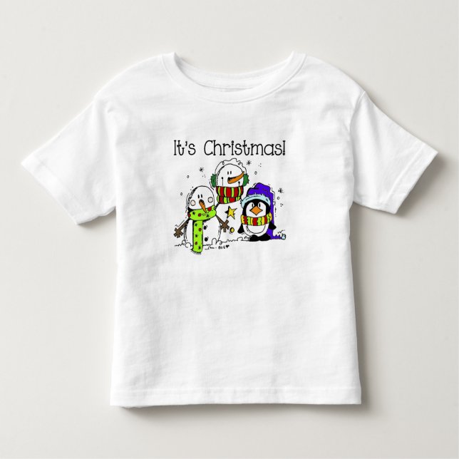 Schneemänner und Pinguine Weihnachten Kleinkind T-shirt (Vorderseite)