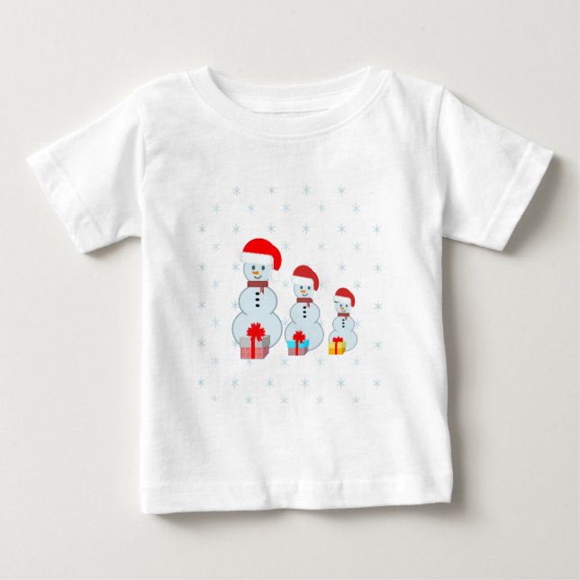 Schneemänner und Schneeflocken Baby T-shirt (Vorderseite)