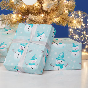 Schneemänner und Schneeflocken Moderne Weihnachten Geschenkpapier