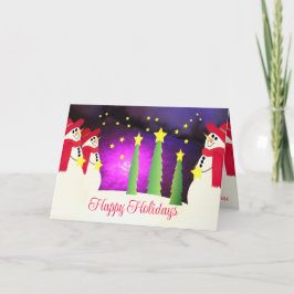 Schneemänner und Sterne Feiertagskarte