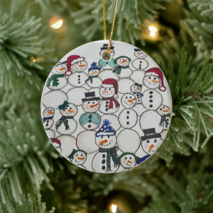 Schneemänner Weihnachten Schmuckhandgemälde Schnee Keramik Ornament