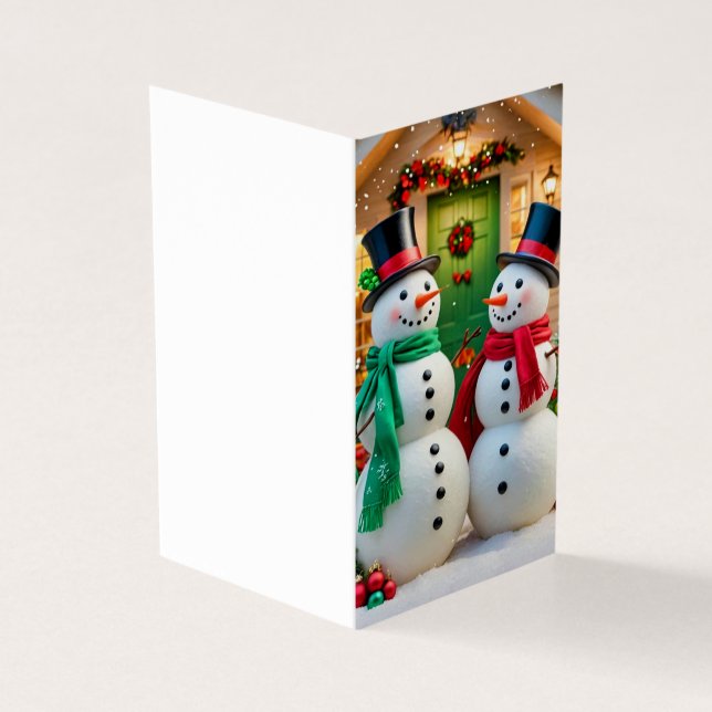 Schneemänner Weihnachtskarte (Vorderseite)