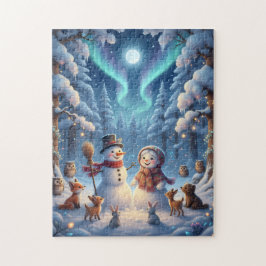 Schneemänner Winterwald Puzzle