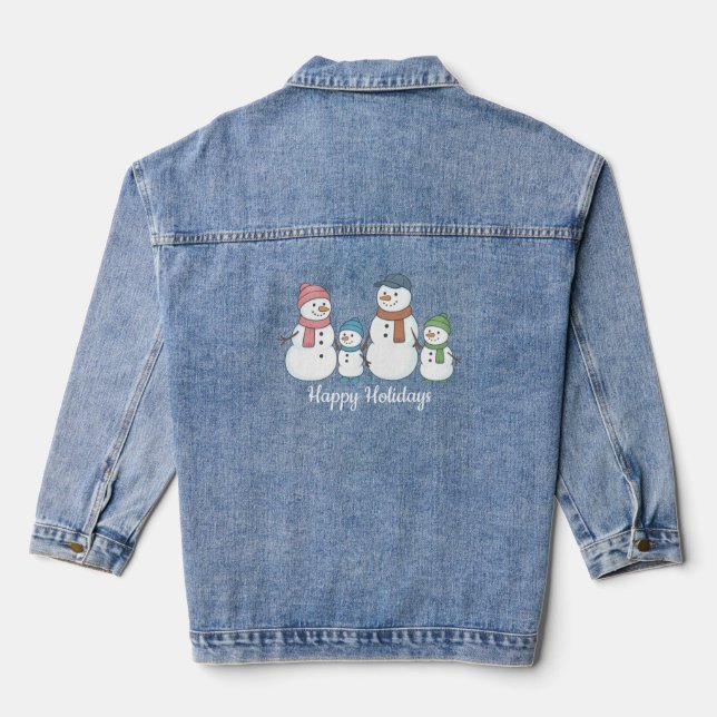 Schneemannfamilie Jeansjacke (Rückseite)