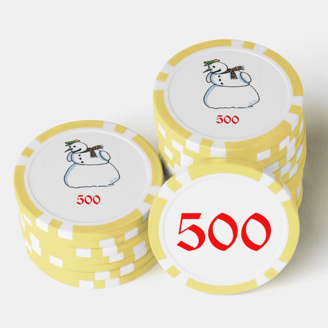 Schneemanngelber 500 gestreifter Poker-Chip Pokerchips (Stapel)