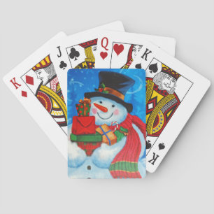 Schneemannlager Geschenke Spielkarten