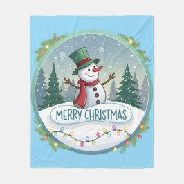 Schneemanns fröhlicher Weihnachtsgruß Fleecedecke