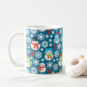 Schneemans & Schneeflocken Nahtloses Muster Kaffeetasse