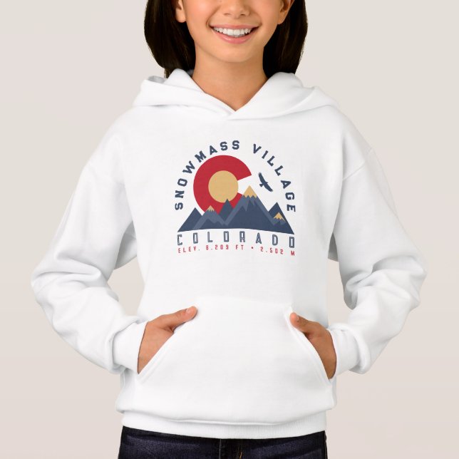 Schneemasse Colorado Flag Retro Sunset Ski Souveni Hoodie (Vorderseite)