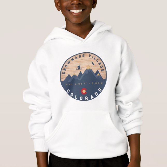 Schneemasse Colorado Flag Retro Sunset Ski Souveni Hoodie (Vorderseite)
