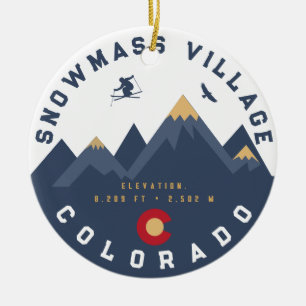 Schneemasse Colorado Flag Retro Sunset Ski Souveni Keramik Ornament