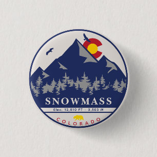 Schneemasse Colorado Retro Sunset Ski Souvenirs Button