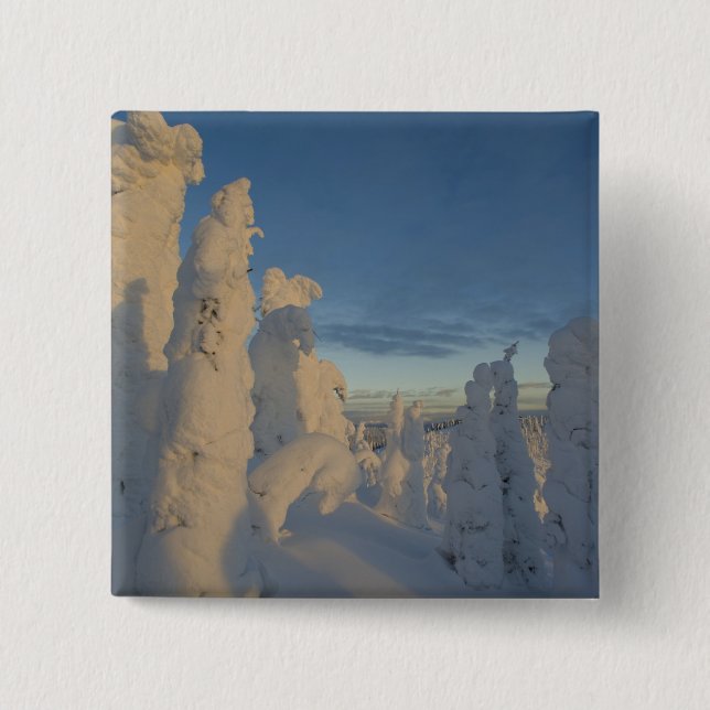 Schneemassen bei Sonnenuntergang im Whitefish Moun Button (Vorderseite)