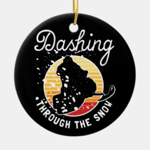Schneemobil - durch den Schnee stürzen Keramik Ornament