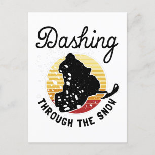 Schneemobil - durch den Schnee stürzen Postkarte