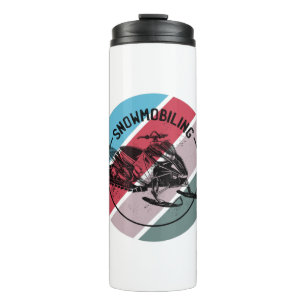 Schneemobil Lover mit farbigen Logos Thermosbecher