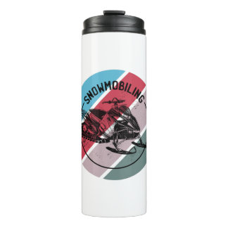 Schneemobil Lover mit farbigen Logos Thermosbecher