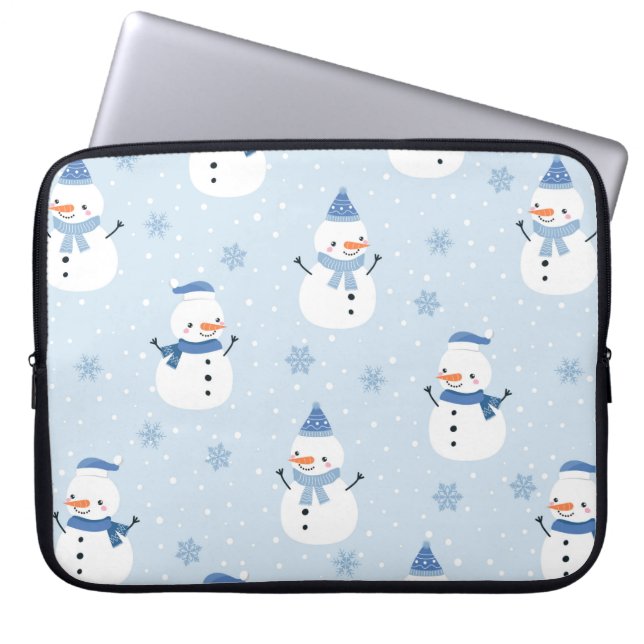 Schneemobil-Muster, Winter Hintergrund, Winter  Laptopschutzhülle (Vorderseite)