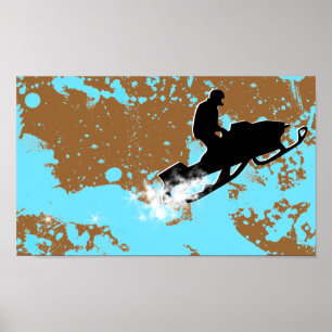 Schneemobil. Pulverschnee. Poster