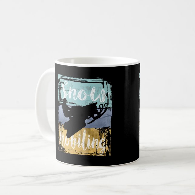 Schneemobil Retro Style Snowmobiling Kaffeetasse (Vorderseite Links)