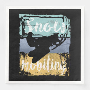 Schneemobil Retro Style Snowmobiling Serviette