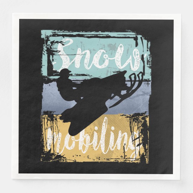 Schneemobil Retro Style Snowmobiling Serviette (Vorderseite)