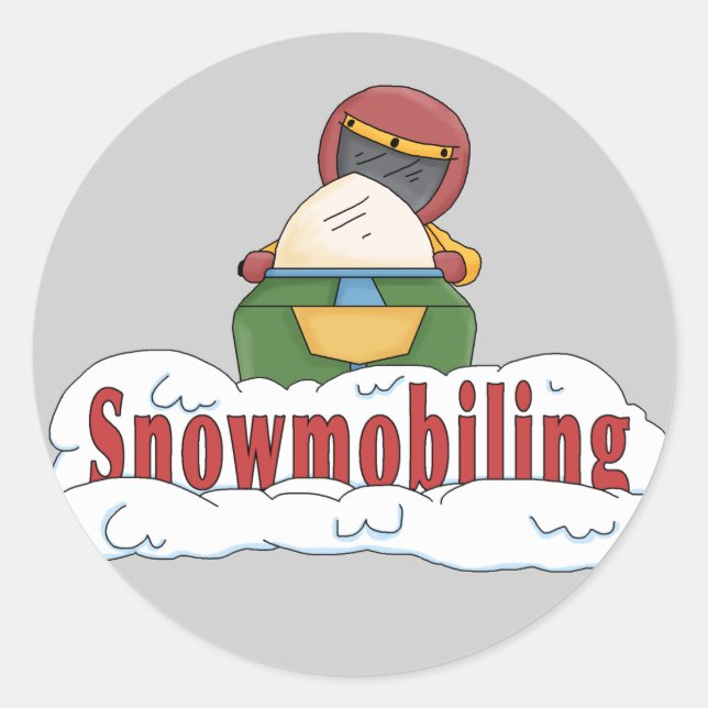 Schneemobil Runder Aufkleber (Vorderseite)