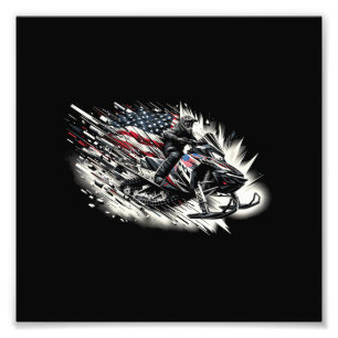 Schneemobil T Schneemobilfahren Freiheitsflagge La Fotodruck