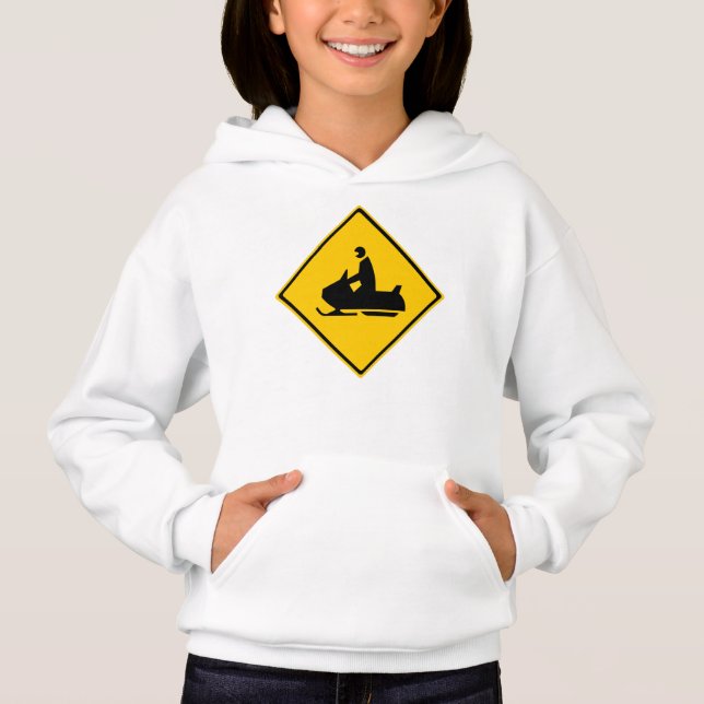 Schneemobil-Warnschnee Winter Hoodie (Vorderseite)