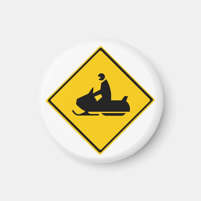 Schneemobil-Warnschnee Winter Magnet (Vorne)