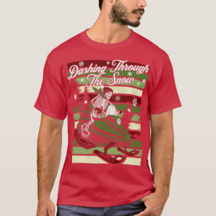 Schneemobile Skelette im Schnee T-Shirt